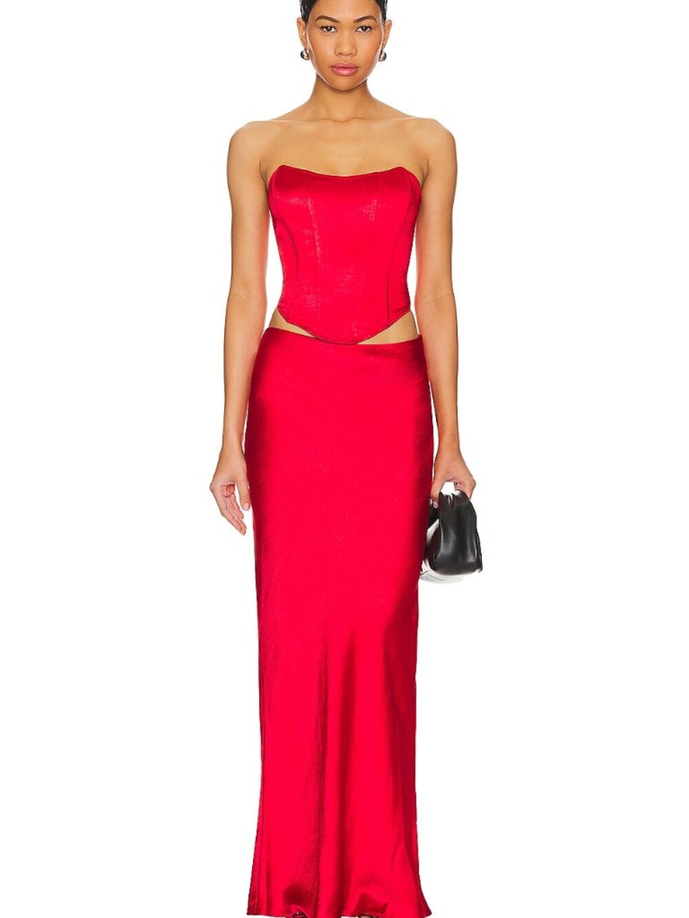 superdown Calla Red Corset Top & Maxi Skirt Set XXS